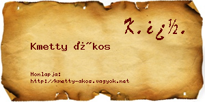 Kmetty Ákos névjegykártya